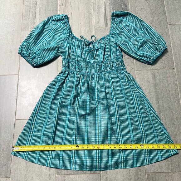Rails Brenda Dress Augusta Mini Check Teal Yellow Size Small - Picture 8 of 12